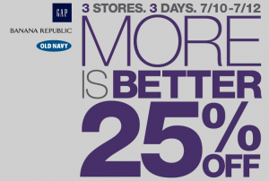 Old Navy, Gap, and Banana Republic: Clearance + Extra 25-35% off Your Online Order 