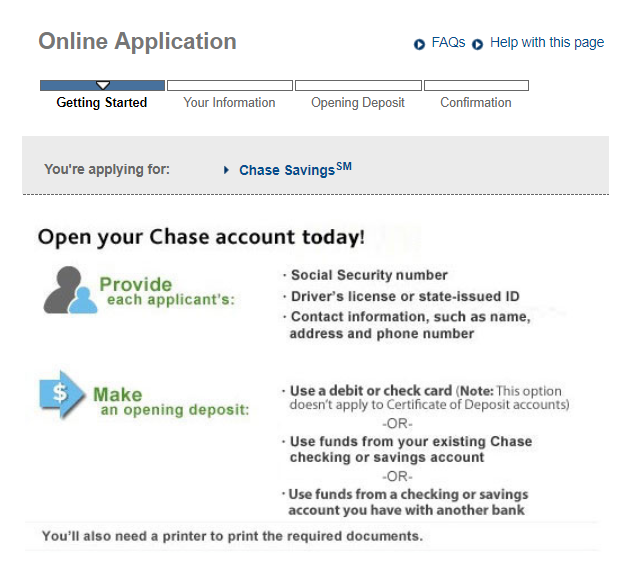 Chase Savings Online Application